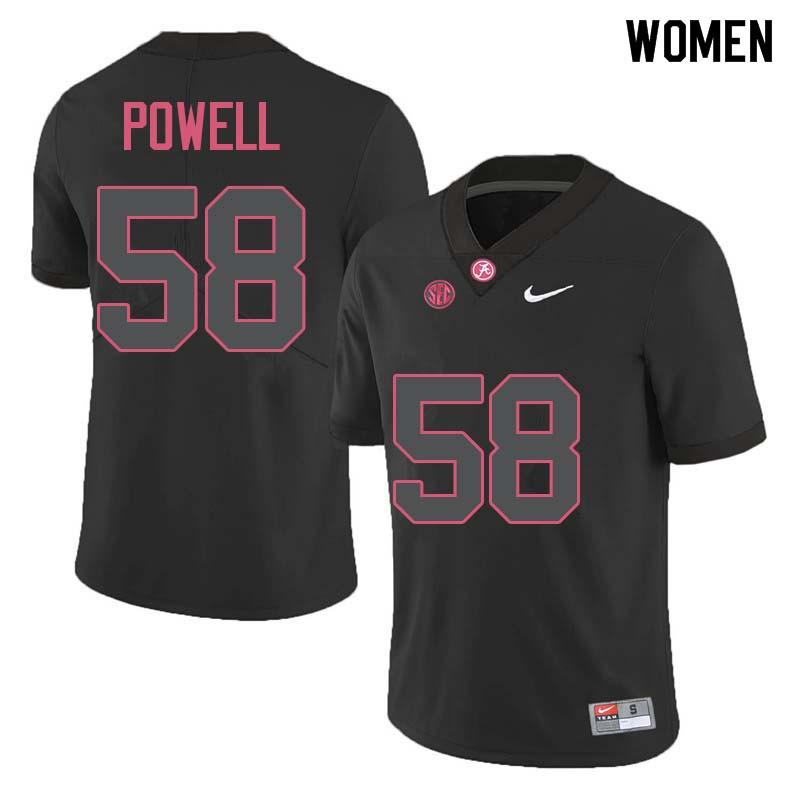 Alabama Crimson Tide Women's Daniel Powell #58 Black NCAA Nike Authentic Stitched College Football Jersey EP16X41WV